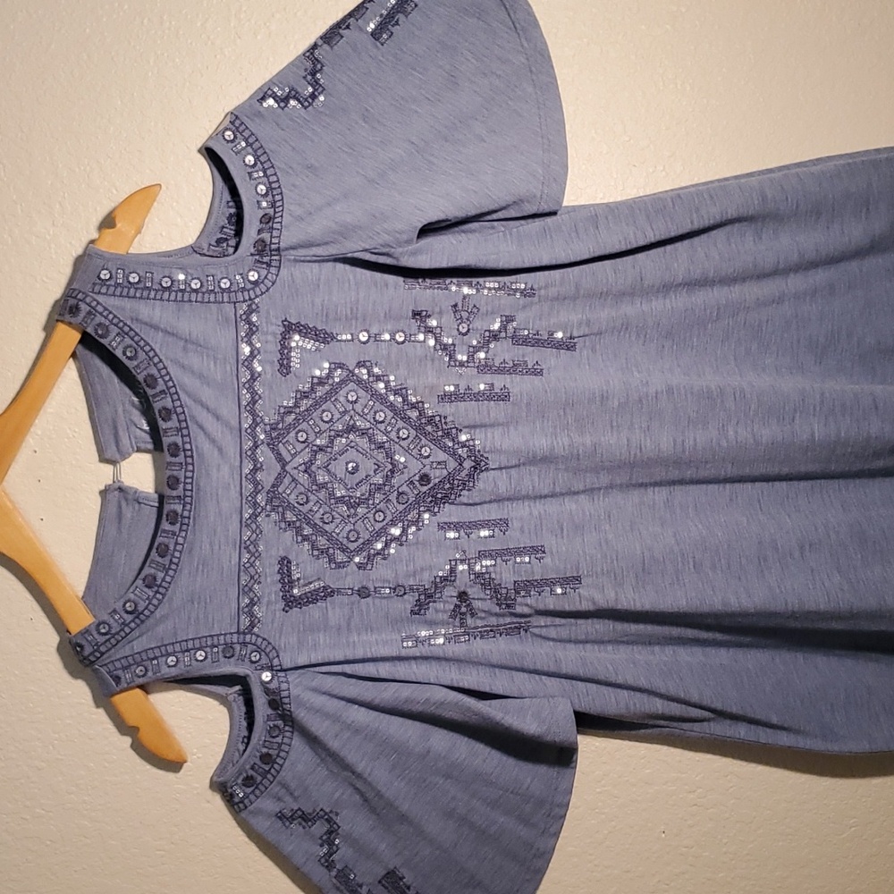 🦋COLD SHOULDER KNIT TOP EMBELLISHED WITH SILVER SEQUINS - LIGHTWEIGHT SIZE 1 - Picture 1 of 9